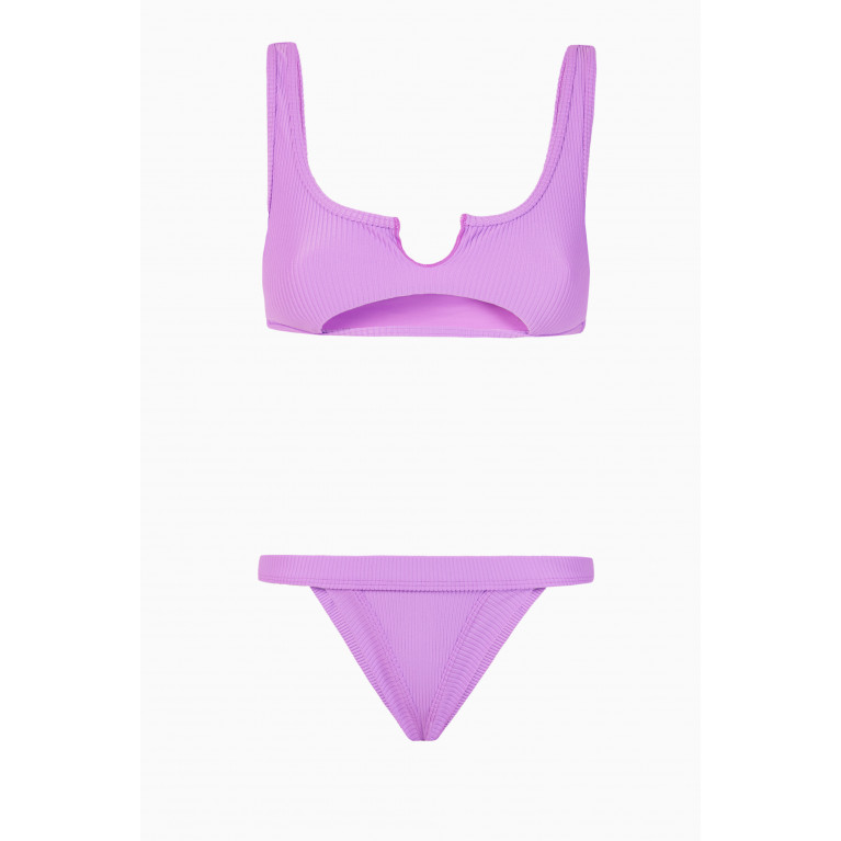 Frankies Bikinis - Cole Ribbed Bikini Bottom Purple