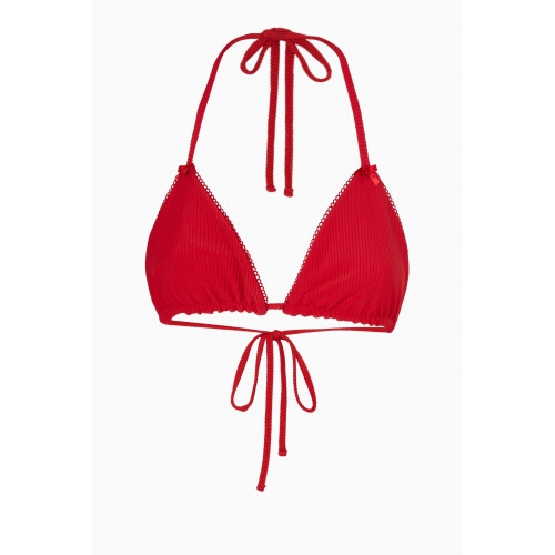 Frankies Bikinis - Tia Ribbed Bikini Bra Red