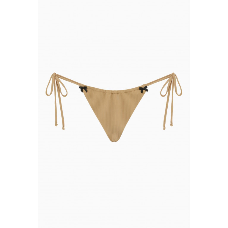 Frankies Bikinis - Tia Ribbed Bikini Brief Brown
