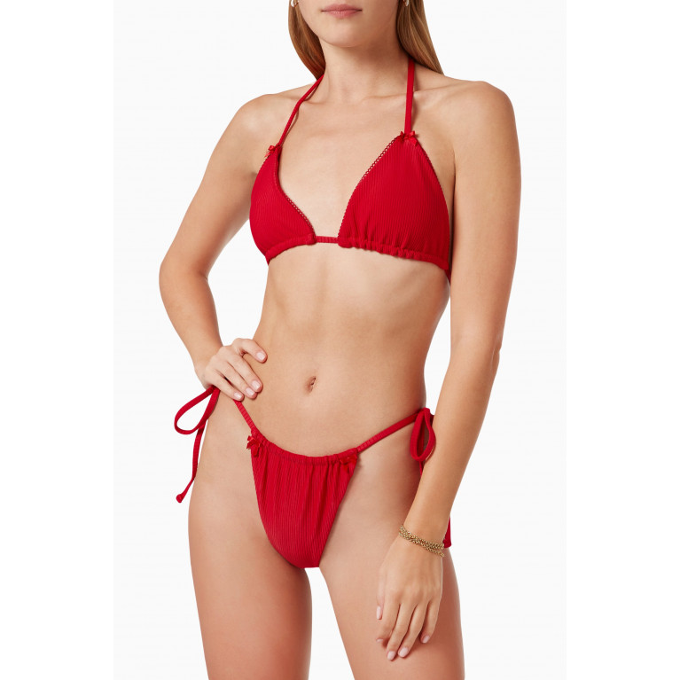 Frankies Bikinis - Tia Ribbed Bikini Brief Red