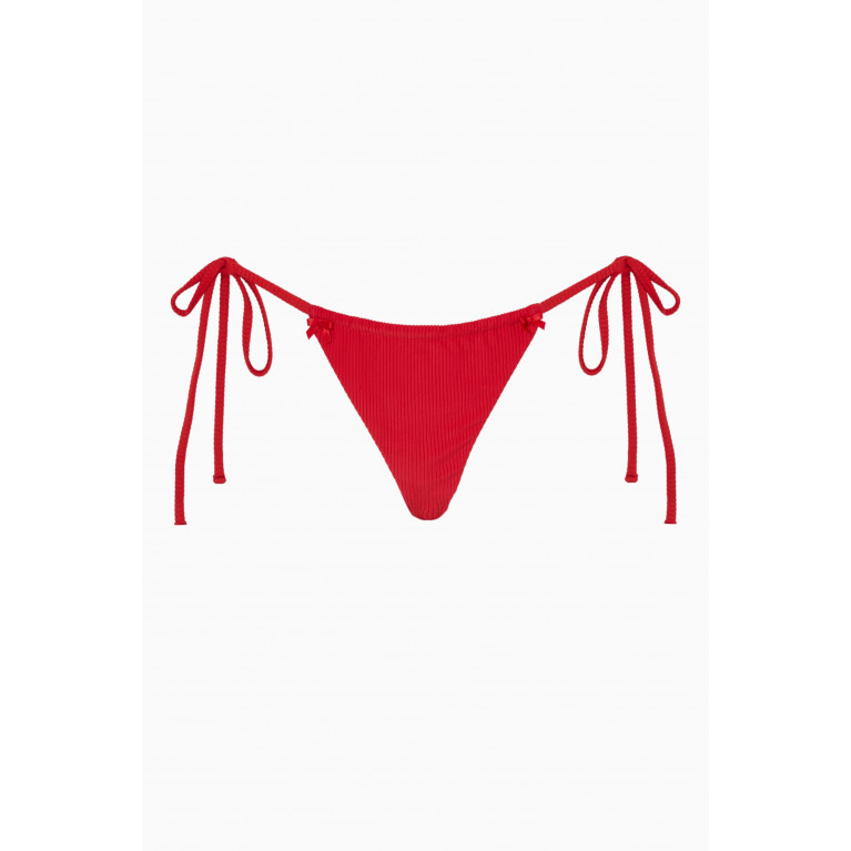 Frankies Bikinis - Tia Ribbed Bikini Brief Red