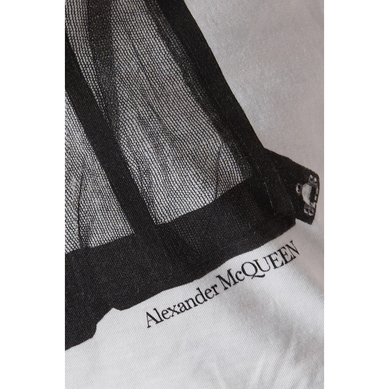 Alexander McQueen - Bustier Print T-shirt in Cotton Jersey