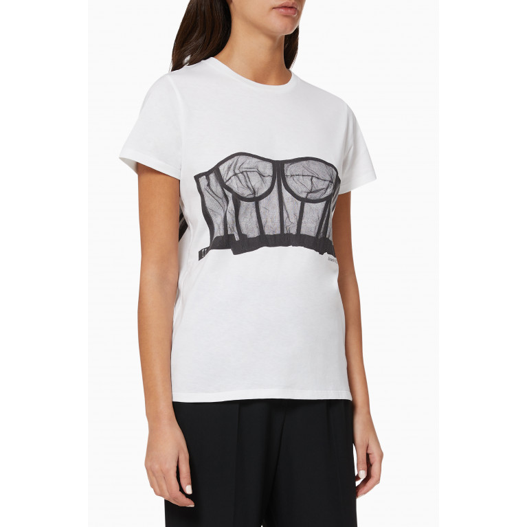 Alexander McQueen - Bustier Print T-shirt in Cotton Jersey