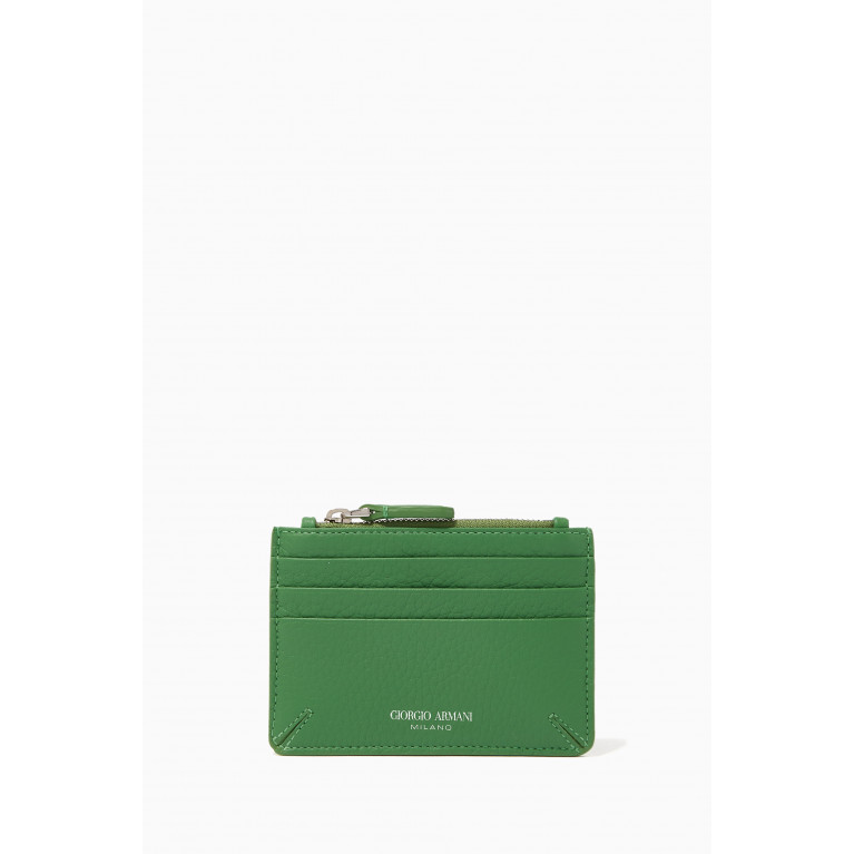 Giorgio Armani - La Prima Cardholder in Tumbled Leather Green