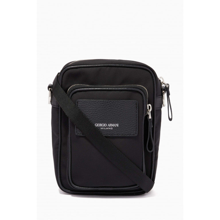 Giorgio Armani - Reporter Crossbody Bag in Nylon & Leather Black