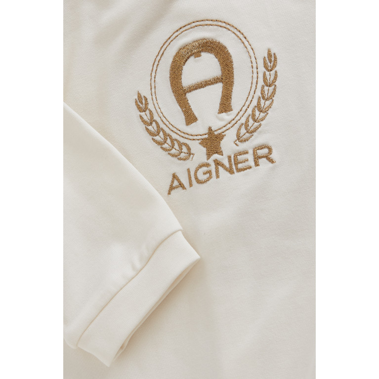 AIGNER - Laurel Logo Pima Cotton Jersey Babygrow