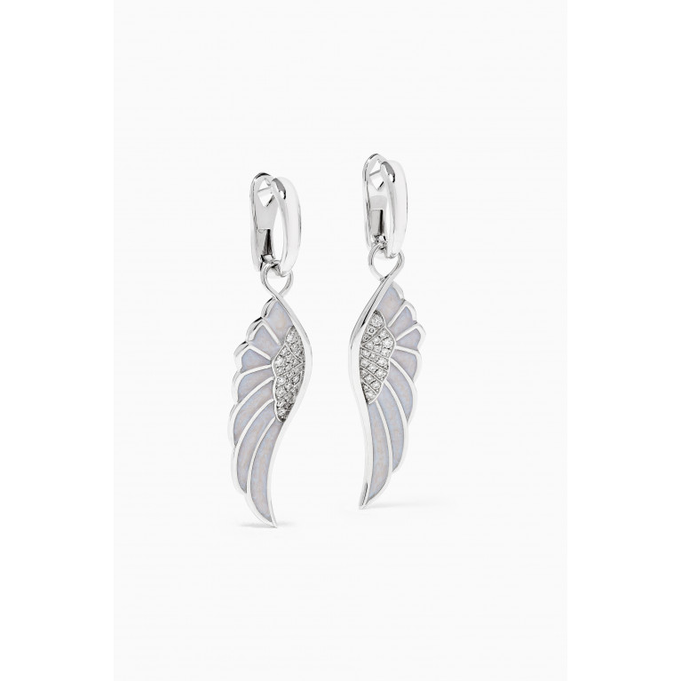 Garrard - Wings Reflection "Winter" Diamond Earring with Enamel in 18kt White Gold