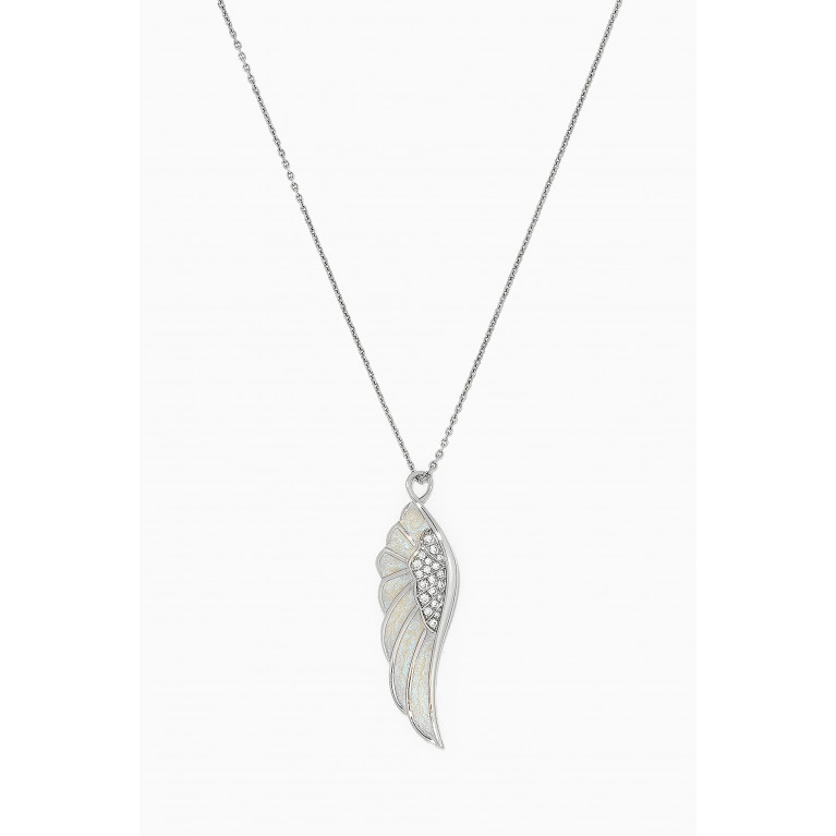 Garrard - Wings Reflection "Winter" Medium Diamond Pendant with Enamel in 18kt White Gold