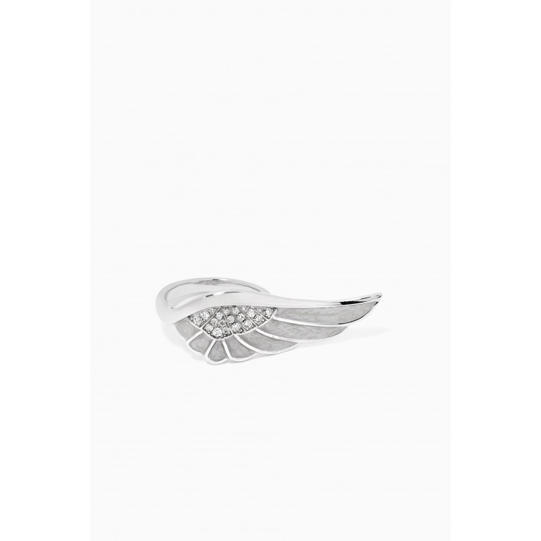 Garrard - Wings Reflection "Winter" Diamond Ring with Enamel in 18kt White Gold White
