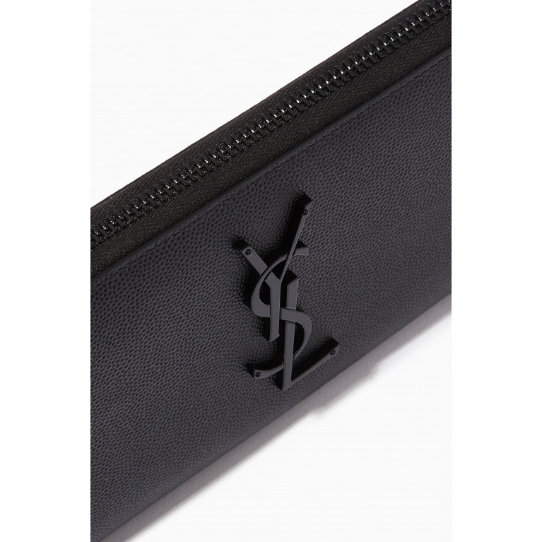 Saint Laurent - Monogram Zip Wallet in Grain de Poudre Embossed Leather