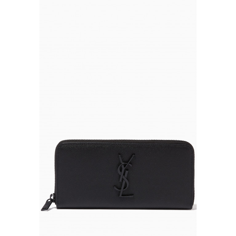 Saint Laurent - Monogram Zip Wallet in Grain de Poudre Embossed Leather