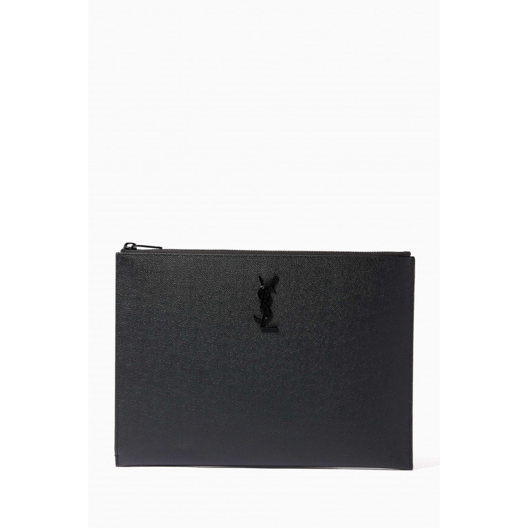 Saint Laurent - Monogram Tablet Holder in Grain de Poudre Leather