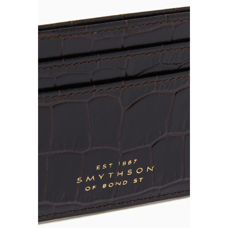Smythson - Mara Card Holder in Crocodile Embossed Leather