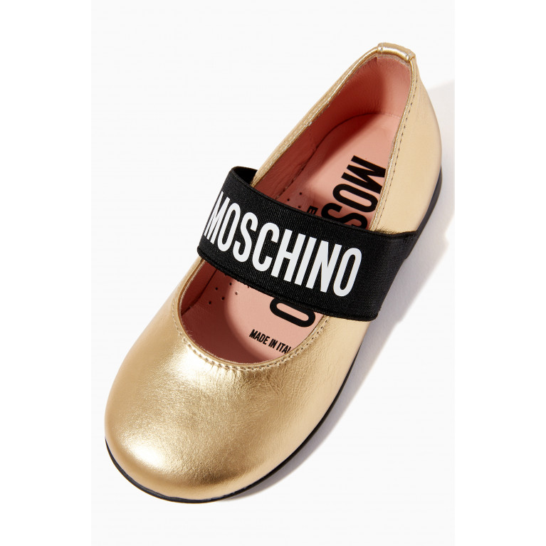 Moschino - Logo Ballet Flats in Leather