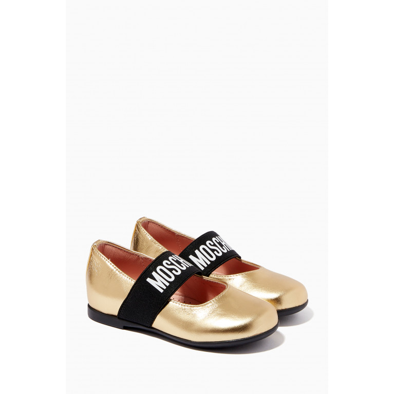 Moschino - Logo Ballet Flats in Leather