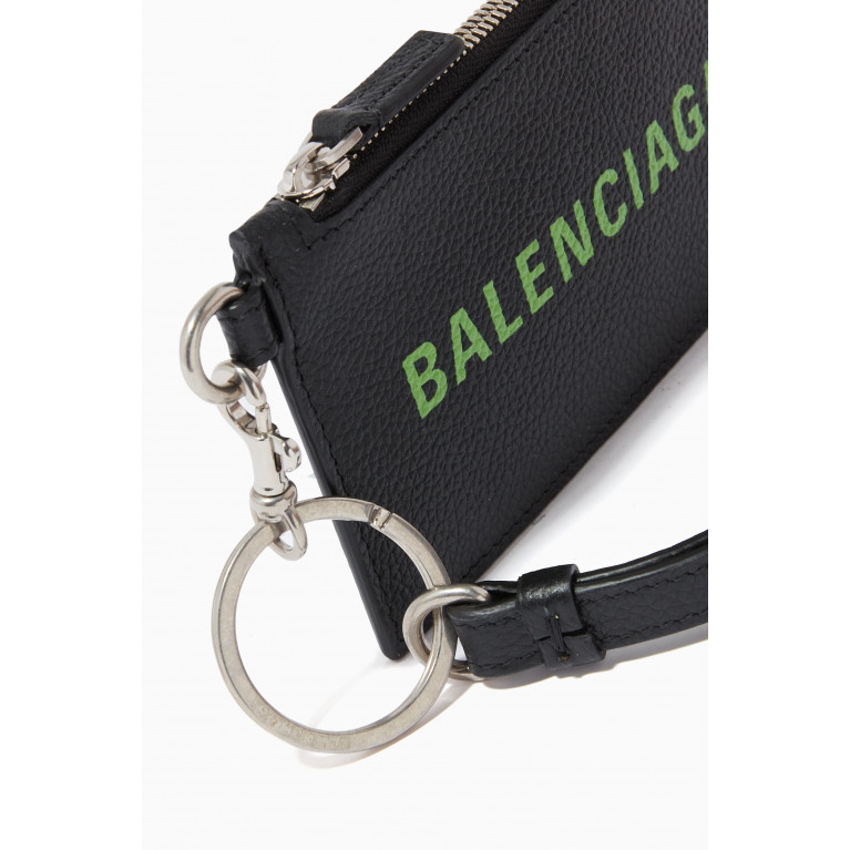 Balenciaga - Cash Card Case on Keyring in Small Grained Calfskin Black
