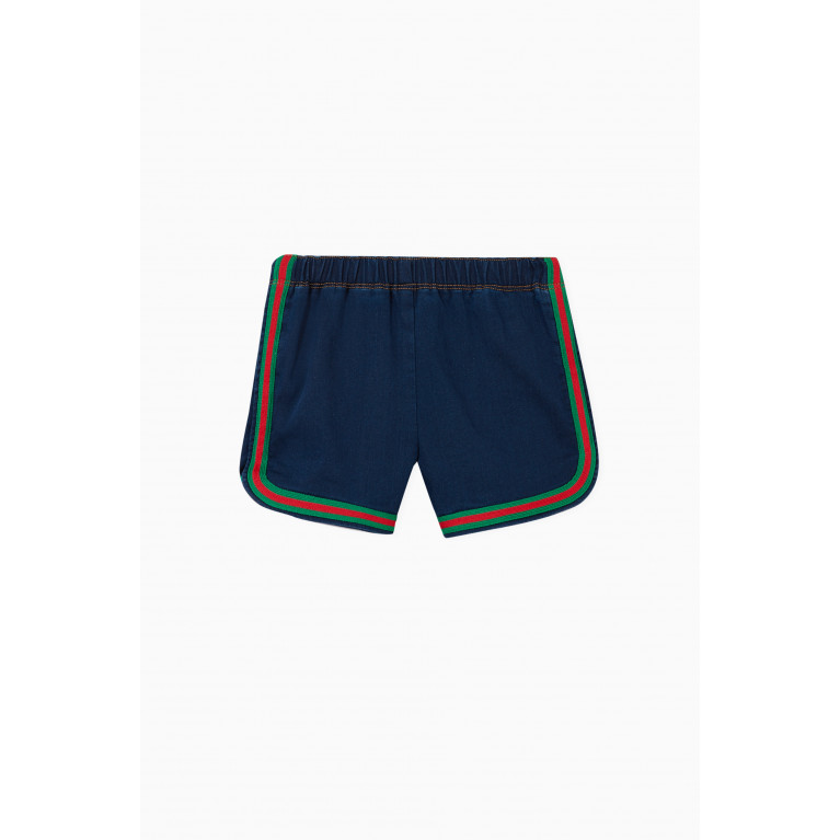 Gucci - Web Shorts in Cotton Jersey Denim