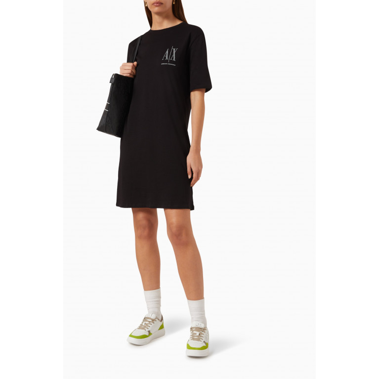 Armani Exchange - Icon Logo T-shirt Dress in Jersey Black