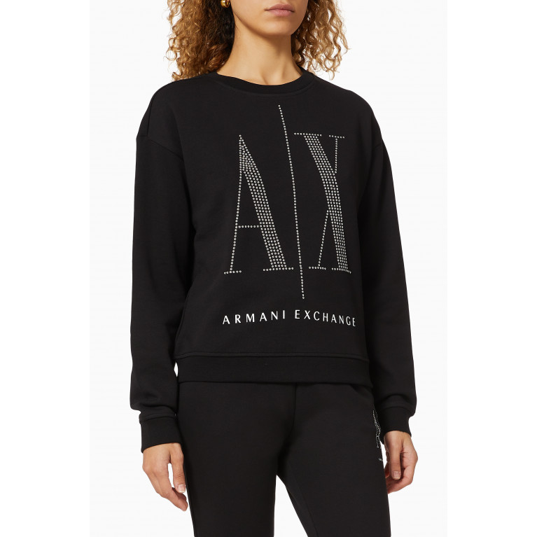 Armani Exchange - Icon Logo Cotton Sweatshirt Black