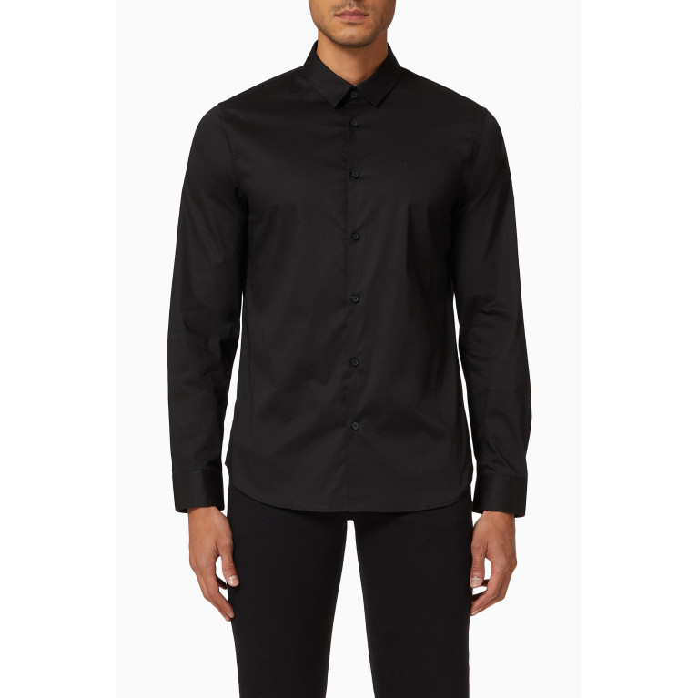 Armani Exchange - Slim Shirt in Stretch Cotton Poplin Black