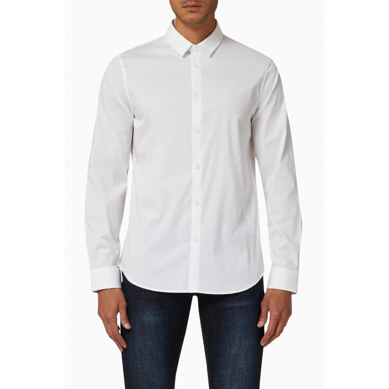 Armani Exchange - Slim Shirt in Stretch Cotton Poplin White