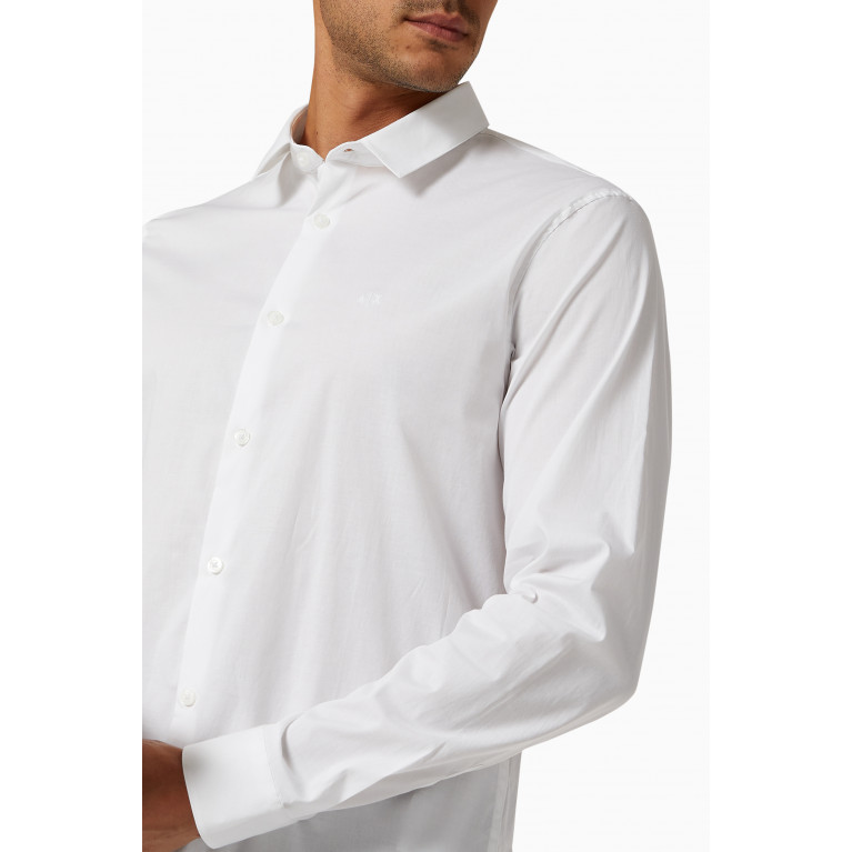 Armani Exchange - Slim Shirt in Stretch Cotton Poplin White