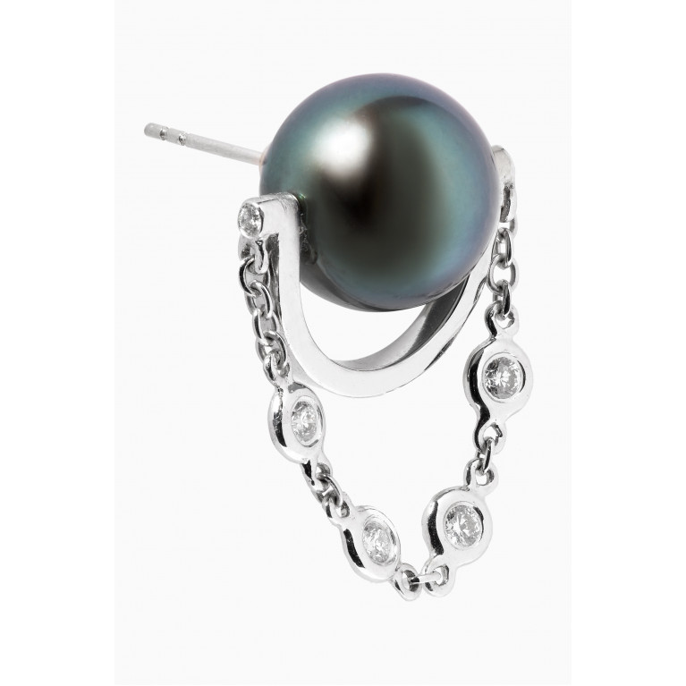 Robert Wan - Entrelace Pearl Earrings with Diamonds in 18kt White Gold Silver