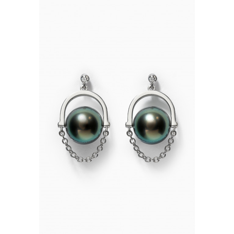 Robert Wan - Entrelace Pearl Earrings with Diamonds in 18kt White Gold