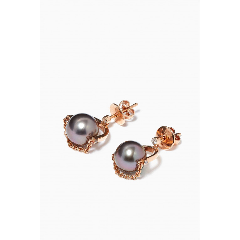 Robert Wan - Entrelace Pearl Earrings with Diamonds in 18kt Rose Gold