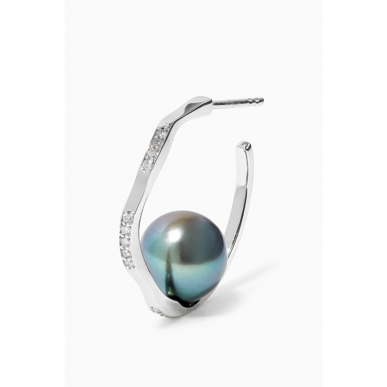 Robert Wan - Pinctada Pearl Hoop Earrings with Diamonds in 18kt White Gold
