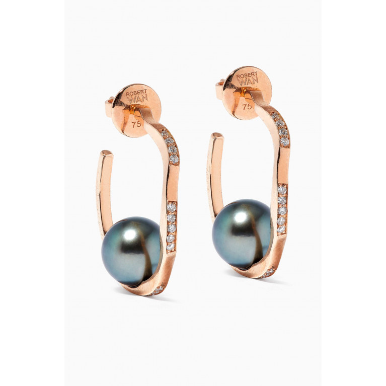 Robert Wan - Pinctada Pearl Hoop Earrings with Diamonds in 18kt Rose Gold