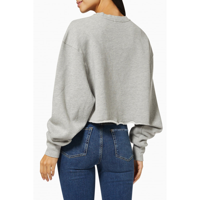 Good American - Cropped Sweatshirt in Cotton Grey