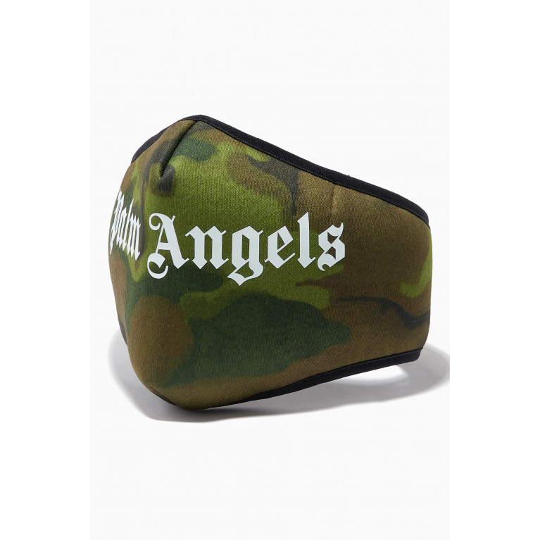 Palm Angels - Logo Camo Print Face Mask in Polyester