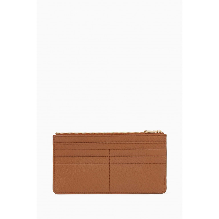 Dolce & Gabbana - Large Zip Card Case in Dauphine Leather Brown