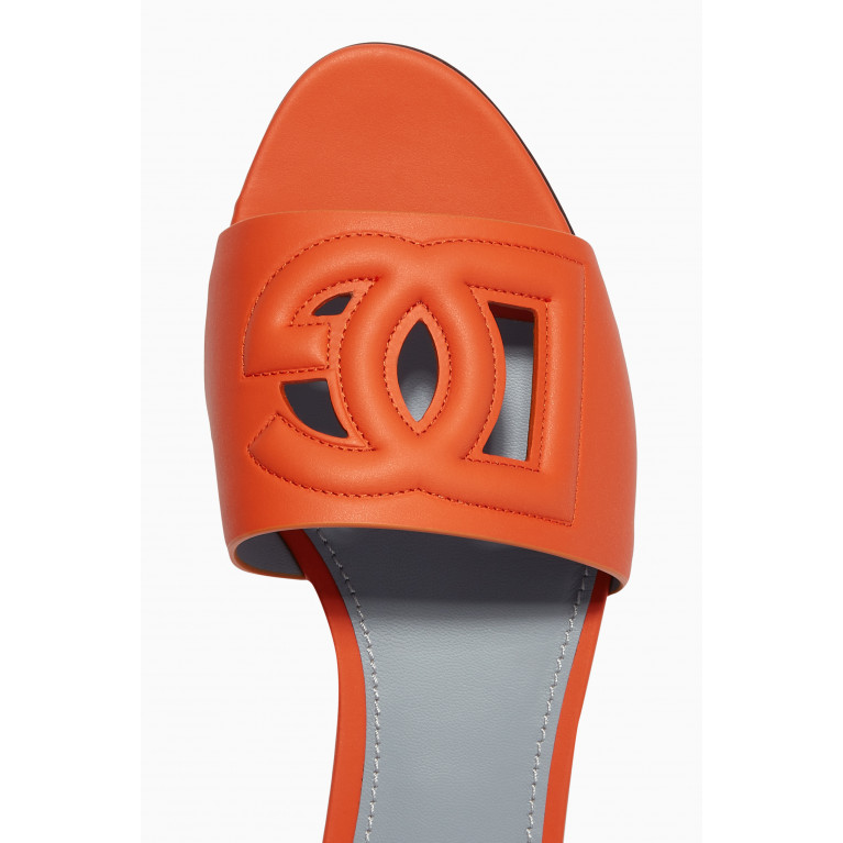 Dolce & Gabbana - Bianca Sliders with DG Millenials Logo in Leather Orange