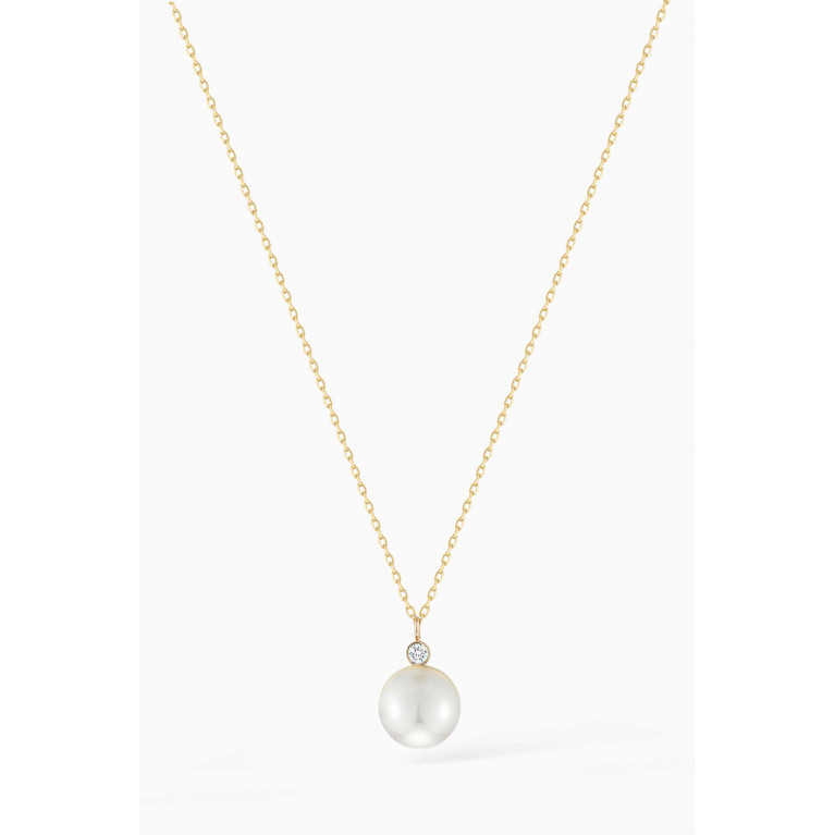 Mateo New York - Pearl & Diamond Dot Necklace in 14kt Yellow Gold