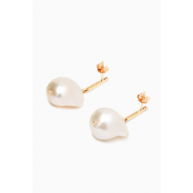 Mateo New York - Baroque Pearl Earrings with Diamonds in 14kt Yellow Gold