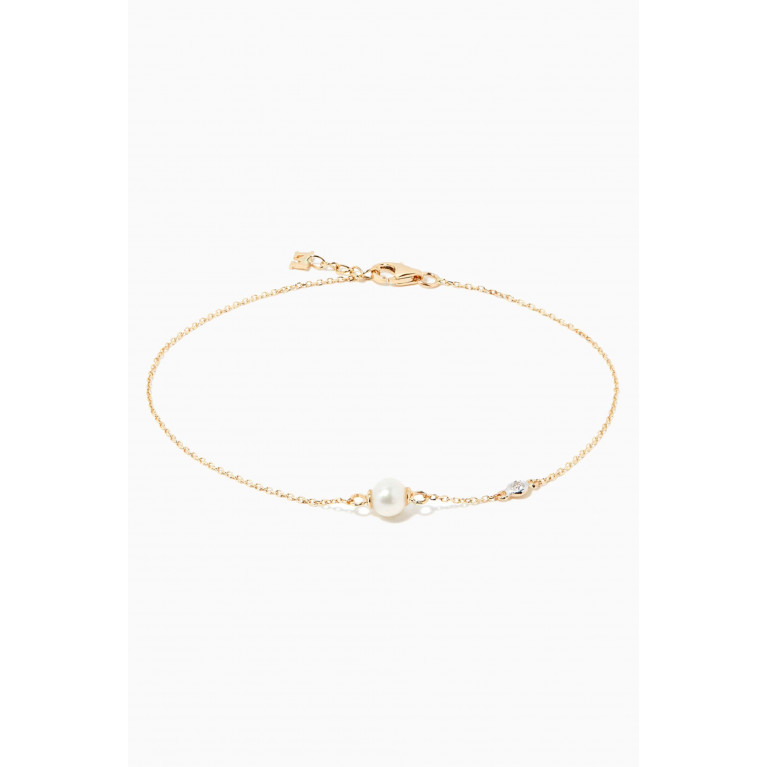 Mateo New York - Pearl & Diamond Dot Chain Bracelet in 14kt Yellow Gold