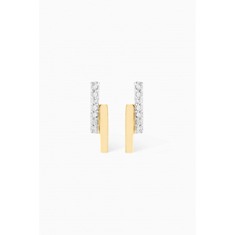 Mateo New York - Mini Diamond Bar Bypass Stud Earrings in 14kt Yellow Gold