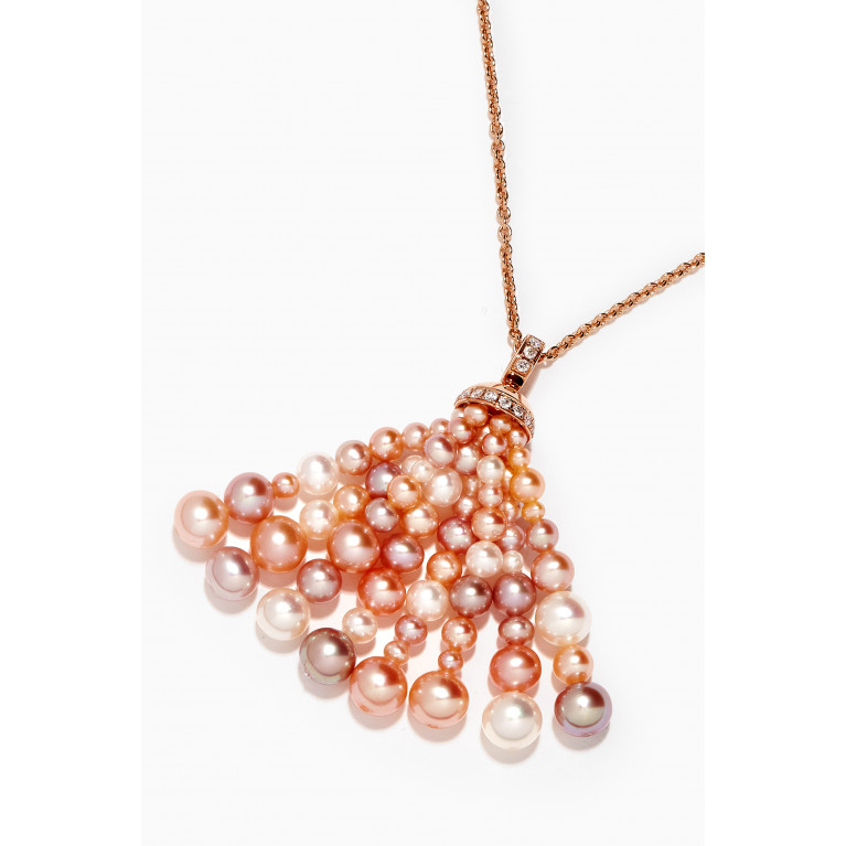 Gafla - Bahar Diamond Necklace with Pearls in 18kt Rose Gold, Small