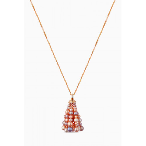 Gafla - Bahar Diamond Necklace with Pearls in 18kt Rose Gold, Small