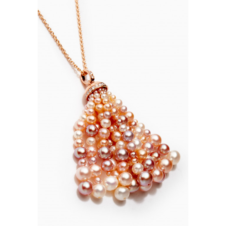 Gafla - Bahar Diamond Necklace with Pearls in 18kt Rose Gold, Medium