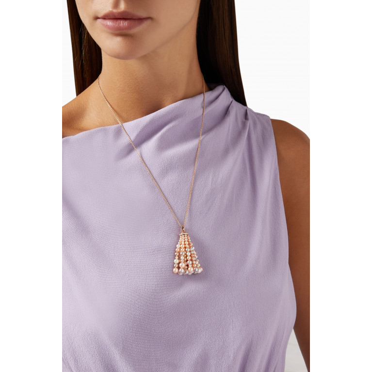 Gafla - Bahar Diamond Necklace with Pearls in 18kt Rose Gold, Medium