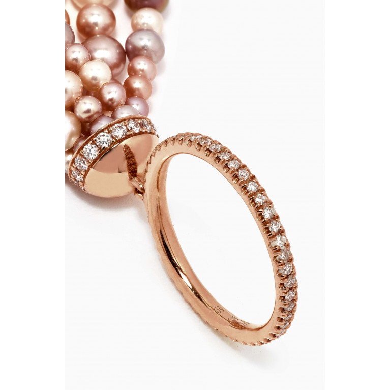 Gafla - Bahar Diamond Tassel Ring with Pearls in 18kt Rose Gold