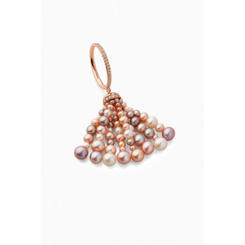 Gafla - Bahar Diamond Tassel Ring with Pearls in 18kt Rose Gold