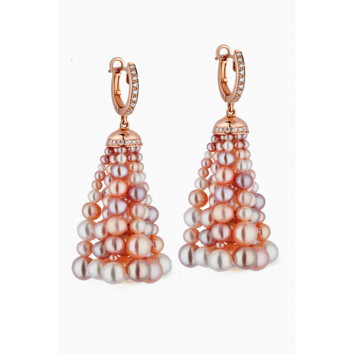 Gafla - Bahar Diamond Earrings with Pearls in 18kt Rose Gold, Small