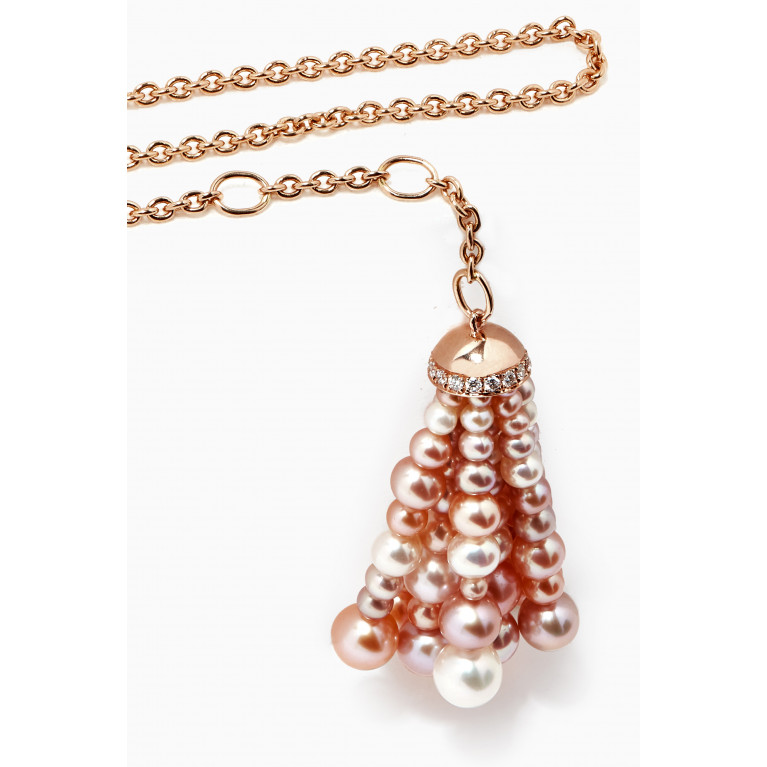 Gafla - Bahar Diamond Tassel Bracelet with Pearls in 18kt Rose Gold