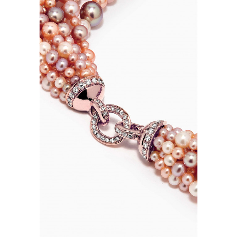 Gafla - Bahar Diamond Lock Bracelet with Pearls in 18kt Rose Gold