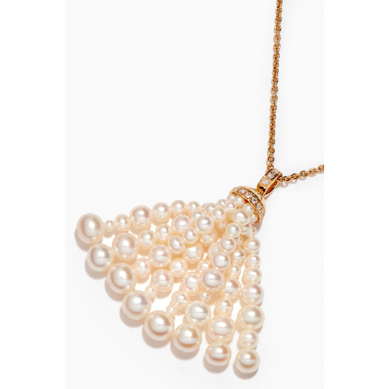 Gafla - Bahar Diamond Necklace with Pearls in 18kt Yellow Gold, Small