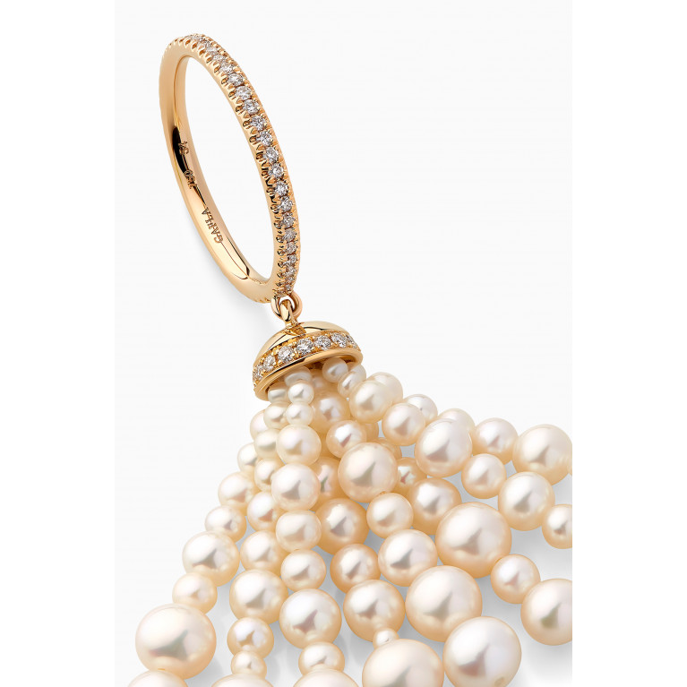 Gafla - Bahar Diamond Tassel Ring with Pearls in 18kt Gold